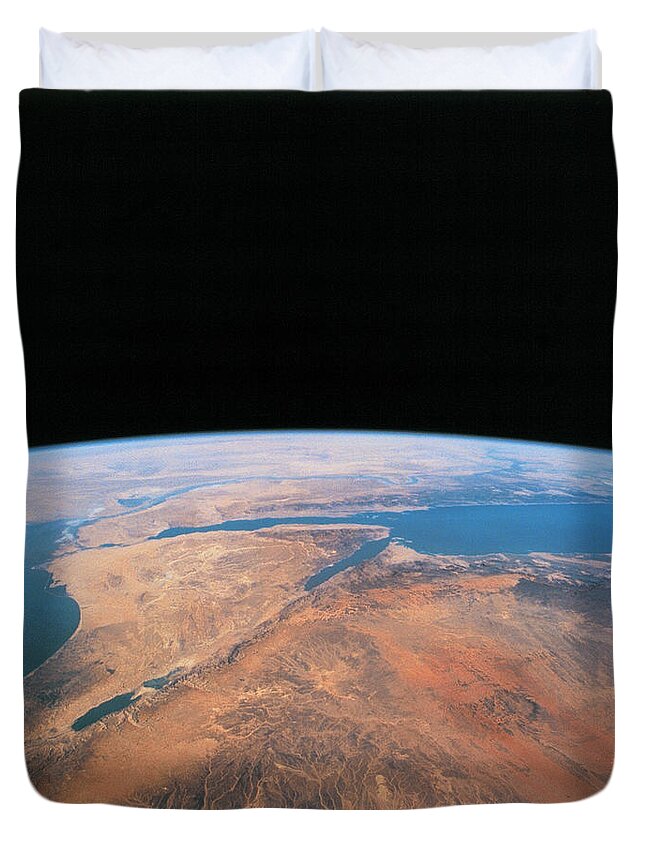 Galaxy Duvet Cover featuring the photograph Planet Earth Viewed From Space #6 by Stockbyte