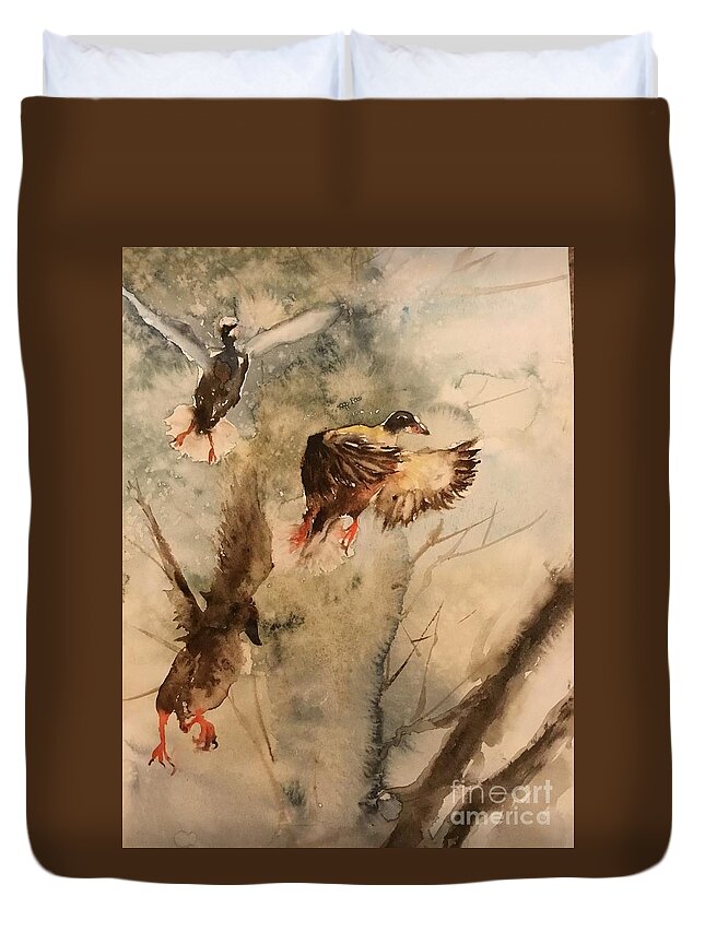 #65 2019 Duvet Cover featuring the painting #65 2019 #65 by Han in Huang wong