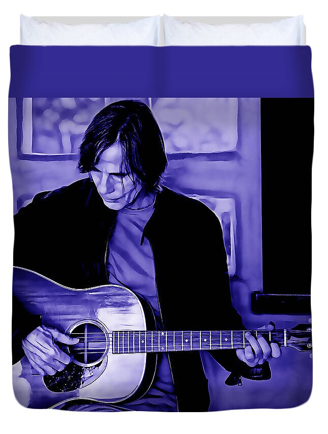 Jackson Browne Duvet Cover featuring the mixed media Jackson Browne Collection #7 by Marvin Blaine