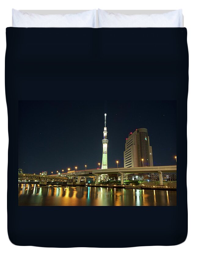 Celebration Duvet Cover featuring the photograph Tokyo Skytree #7 by Y.zengame