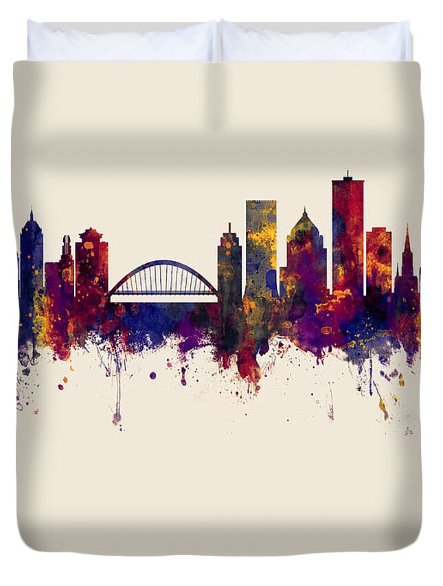 Rochester Duvet Cover featuring the digital art Rochester New York Skyline by Michael Tompsett