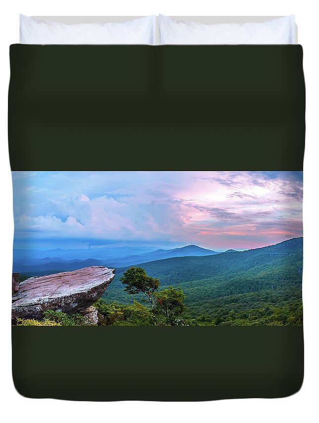 Light Duvet Cover featuring the photograph Rough Ridge Overlook Viewing Area Off Blue Ridge Parkway Scenery #8 by Alex Grichenko