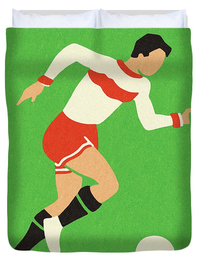 Activity Duvet Cover featuring the drawing Soccer Player #8 by CSA Images