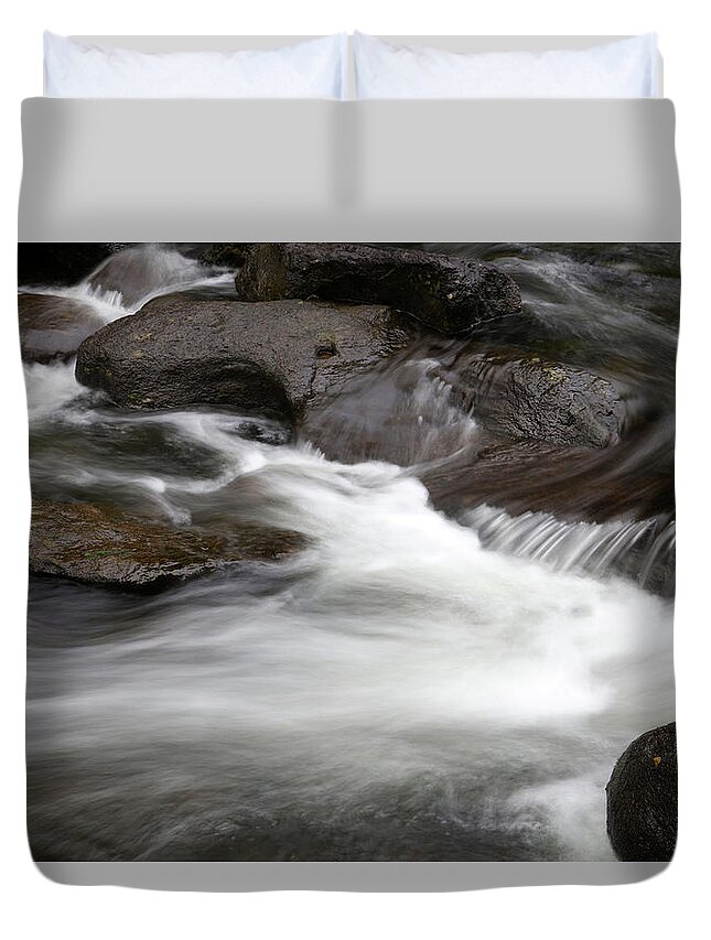Stream Duvet Cover featuring the photograph Stream and rocks #8 by Les Cunliffe