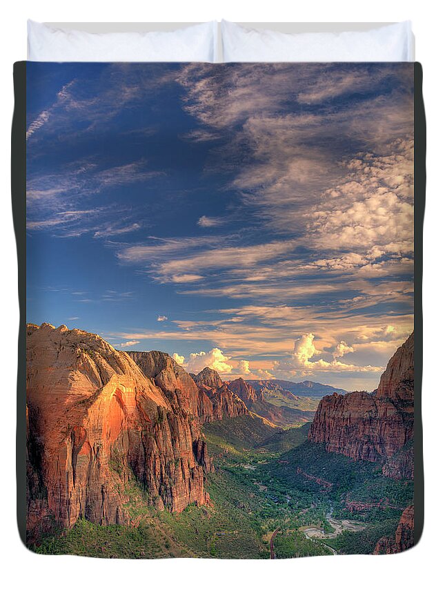 Scenics Duvet Cover featuring the photograph Zion Canyon, National Park #8 by Michele Falzone