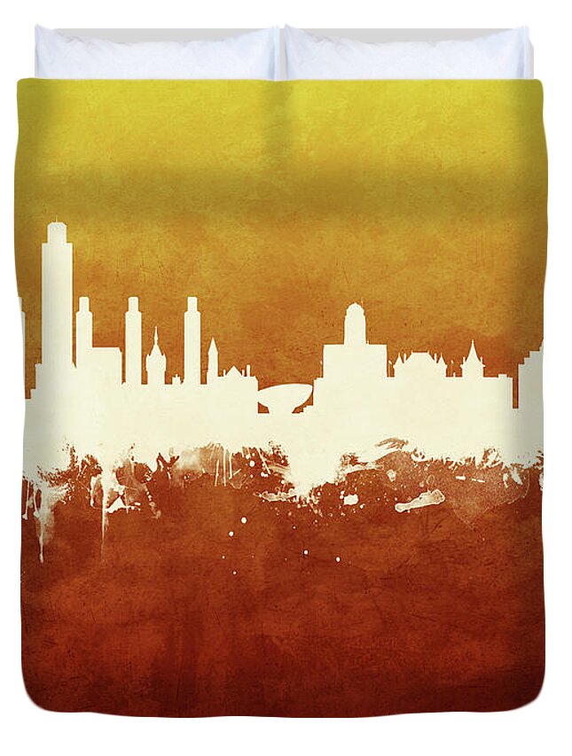 Albany Duvet Cover featuring the digital art Albany New York Skyline by Michael Tompsett