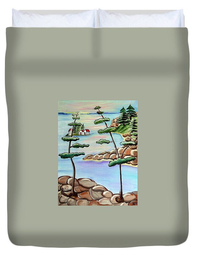 Abstracted Duvet Cover featuring the painting A Canadian Sunrise by Heather Lovat-Fraser
