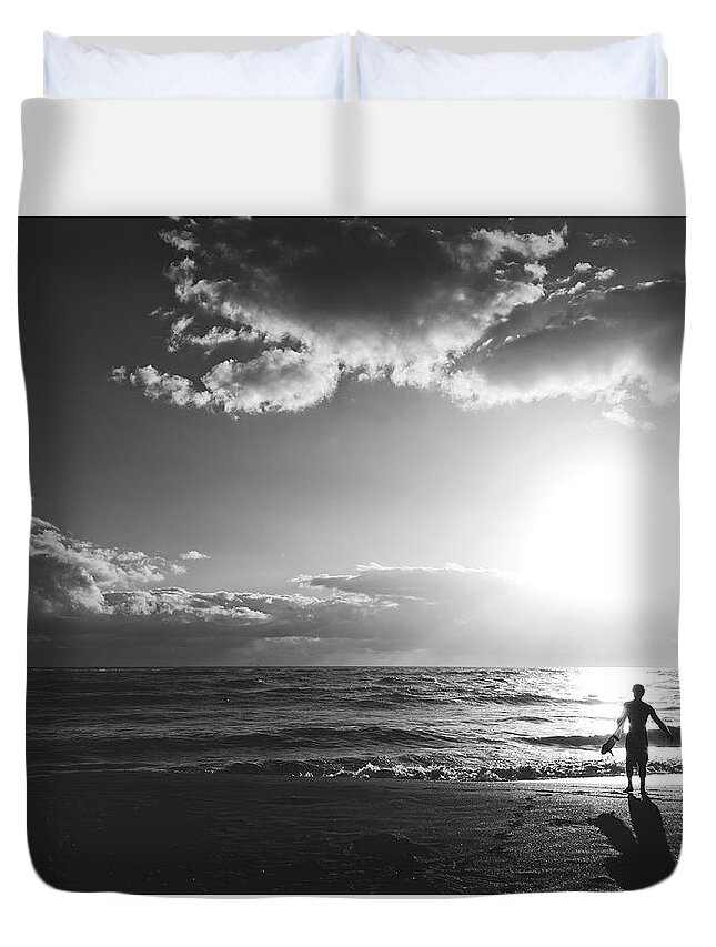 Surfing Duvet Cover featuring the photograph A Day of Surfing Begins by Steve DaPonte