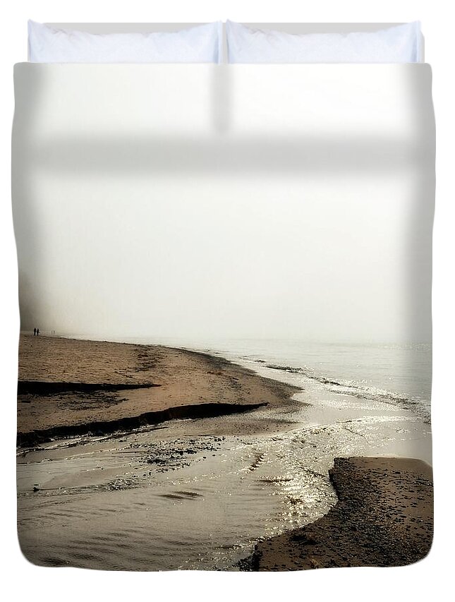 Beaches Duvet Cover featuring the photograph A Foggy Day at Pier Cove Beach by Michelle Calkins