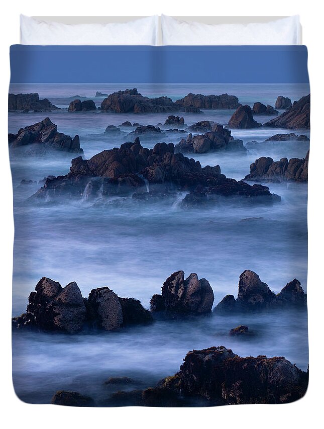 Scenics Duvet Cover featuring the photograph A Four Minute Time Exposure Of Ocean by Mint Images - Art Wolfe