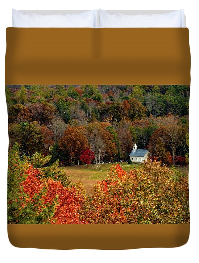 Church Duvet Cover featuring the photograph A Rich View by Marcy Wielfaert