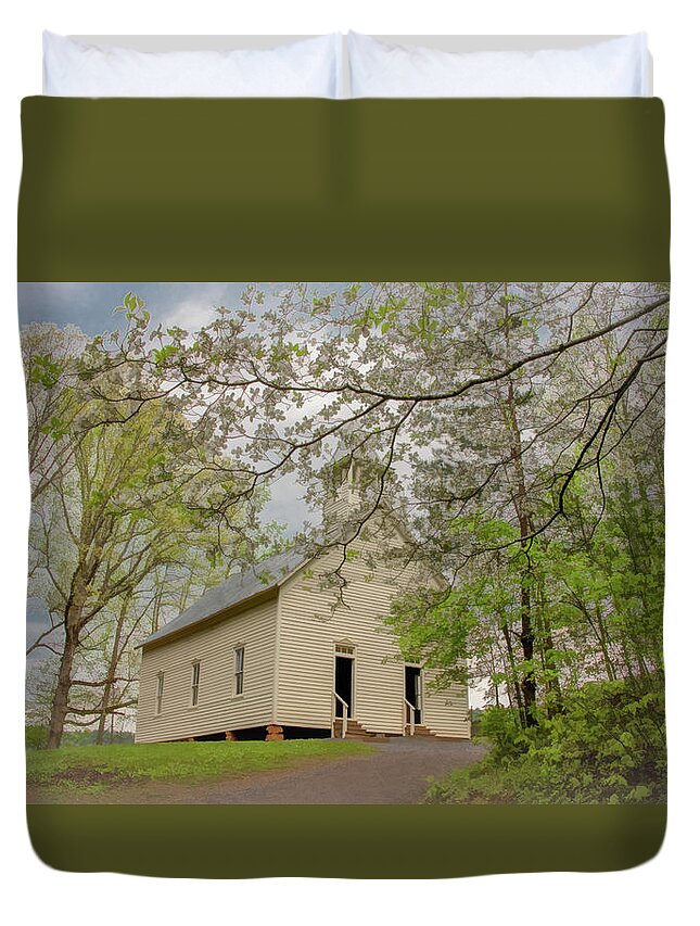 Cades Cove Duvet Cover featuring the photograph A Soft, Misty, Dogwood Kind of Morning by Marcy Wielfaert