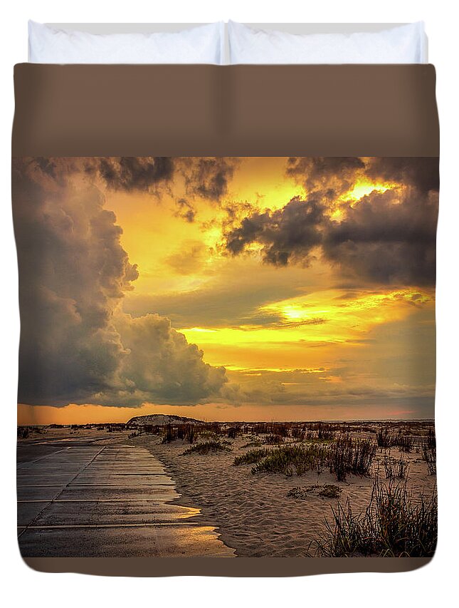 Storm Duvet Cover featuring the photograph A storm aglow by Mike Whalen