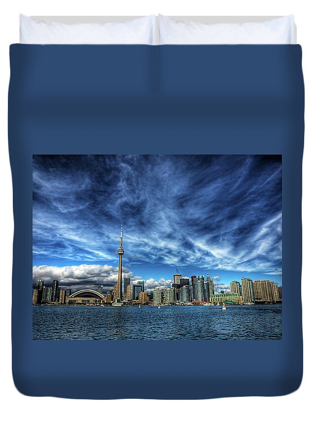 Toronto Duvet Cover featuring the photograph A Storm Approaches The Toronto Skyline by Neil Howard