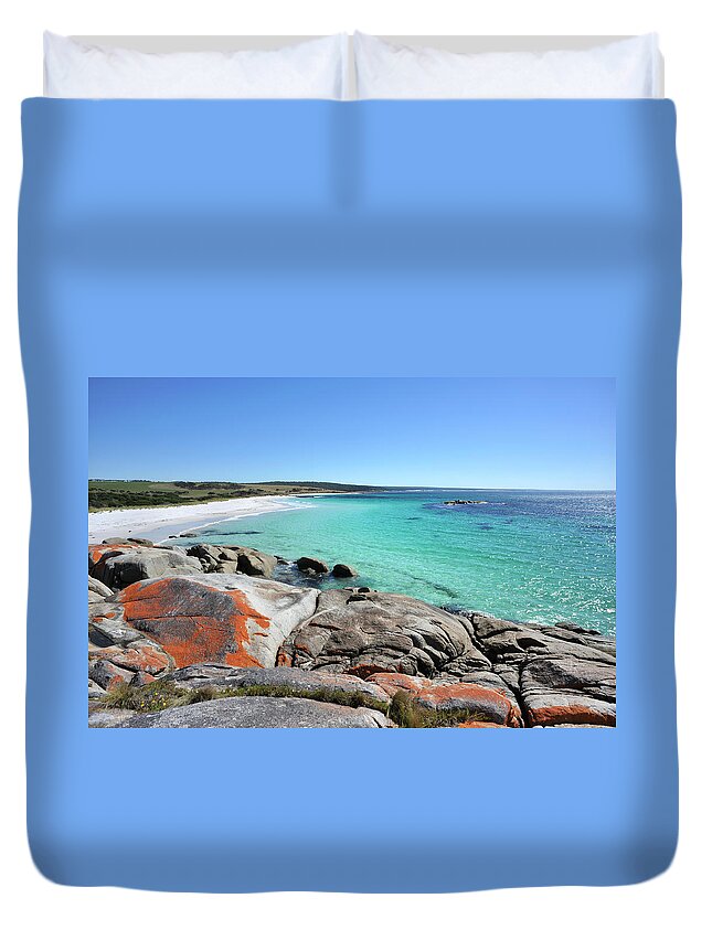 Scenics Duvet Cover featuring the photograph A Stunning Landscape Of Bay Of Fires by Keiichihiki