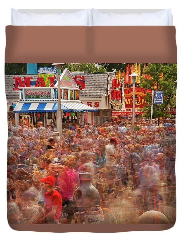 Crowd Duvet Cover featuring the photograph A Tusamni Of People Pack The Grounds At by Layne Kennedy