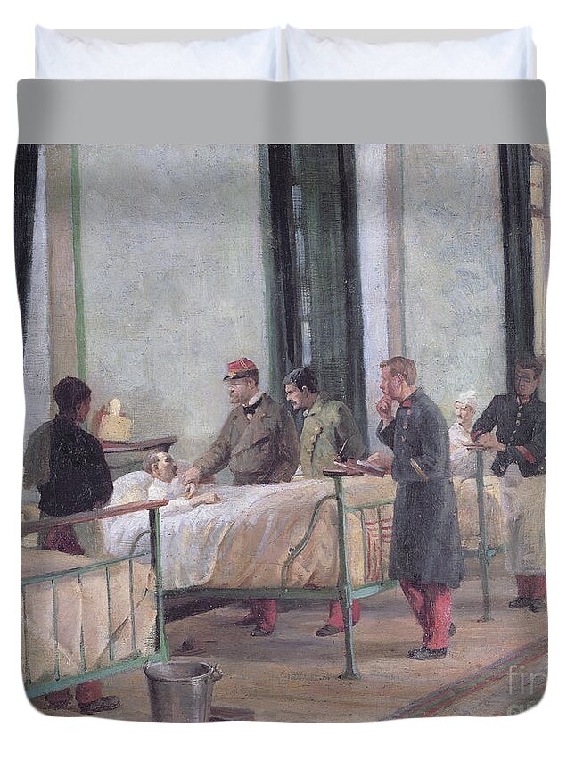 Uniform Duvet Cover featuring the painting A Visit To The Philippeville Hospital In 1880 by Armand Point