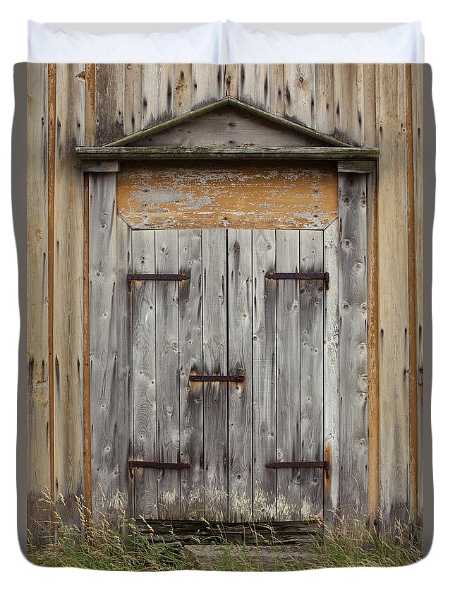 Gotland Duvet Cover featuring the photograph A Wooden Door by Benne Ochs