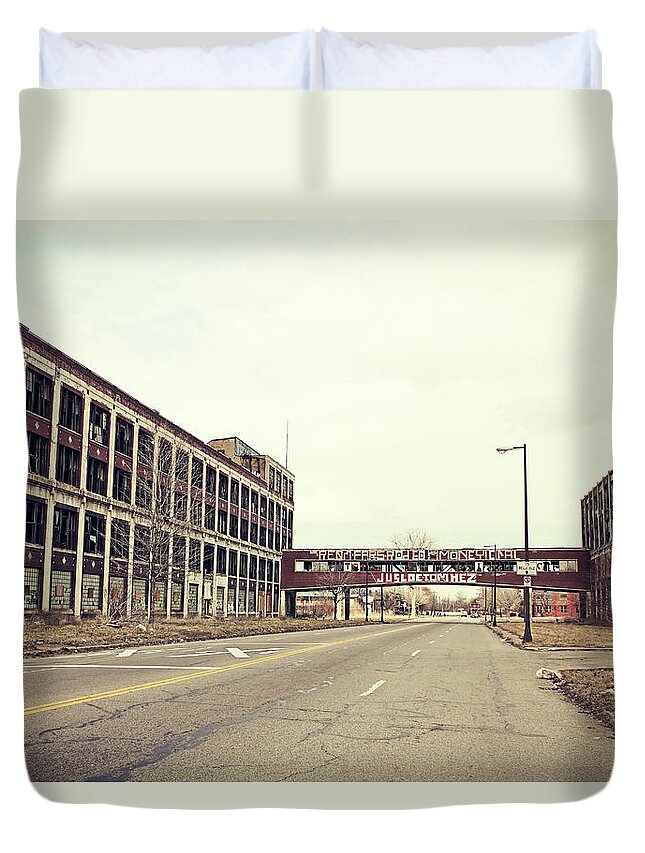 Detroit Duvet Cover featuring the photograph Abandoned Detroit Packard Plant by Hillaryfox