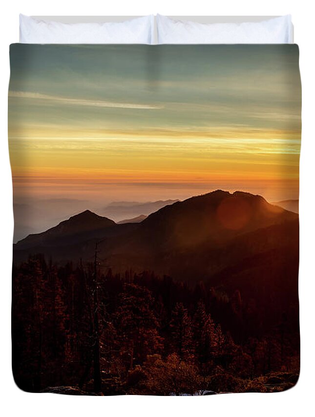 Mountains Duvet Cover featuring the photograph Above the Clouds by Aileen Savage