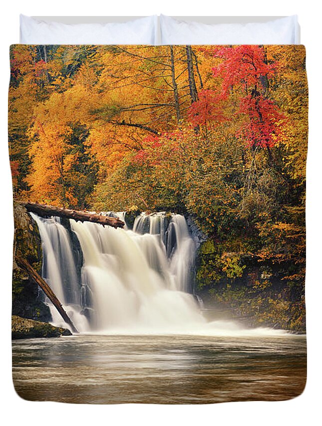 Abrams Falls Duvet Cover featuring the photograph Abrams Falls Autumn by Greg Norrell