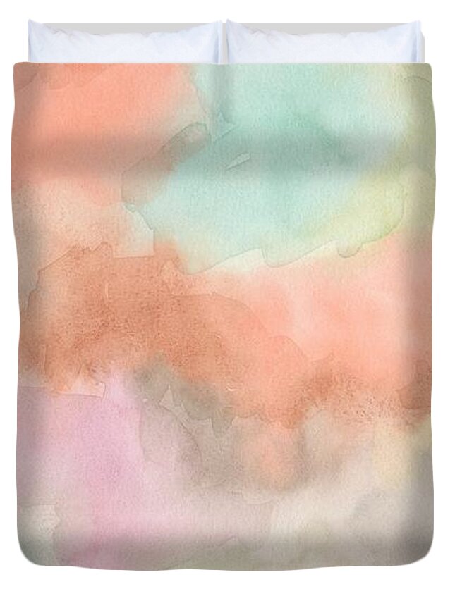 Watercolor Duvet Cover featuring the painting Abstract 34 by Lucie Dumas