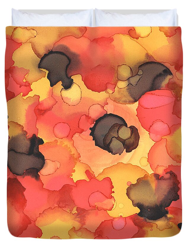 Abstract Duvet Cover featuring the painting Abstract 42 by Lucie Dumas