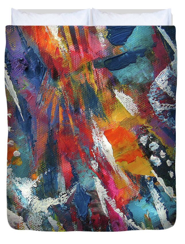 Cold Wax Duvet Cover featuring the painting Abstract 619-19B by Jean Batzell Fitzgerald