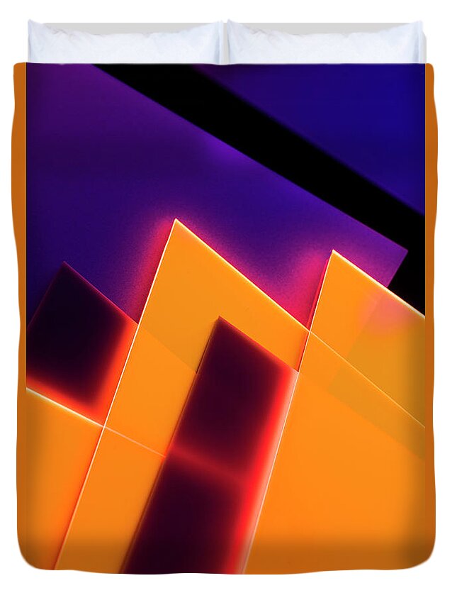 Orange Color Duvet Cover featuring the photograph Abstract Acrylic Structures by Colormos