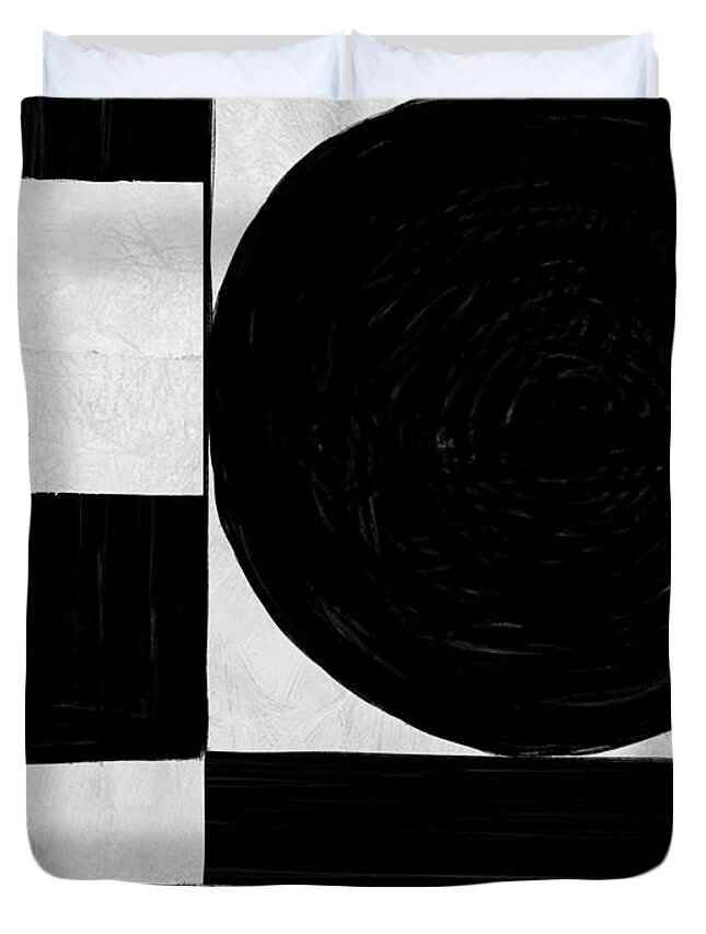 Black And White Duvet Cover featuring the painting Abstract Black and White No.54 by Naxart Studio