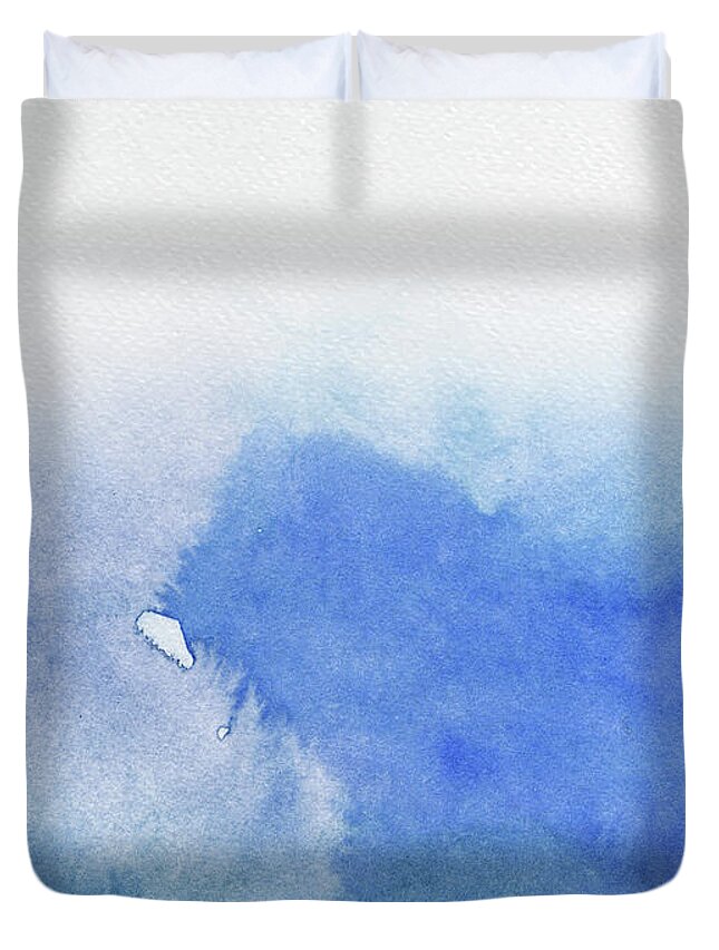 Landscape Duvet Cover featuring the painting Abstract Blue Watercolor by Naxart Studio
