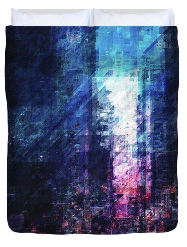 City Duvet Cover featuring the digital art Abstract City Streets by Phil Perkins