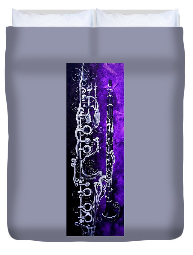 Clarinet Duvet Cover featuring the painting Abstract Clarinet by J Vincent Scarpace