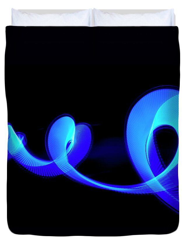 Internet Duvet Cover featuring the photograph Abstract Colored Light Trails With by John Rensten