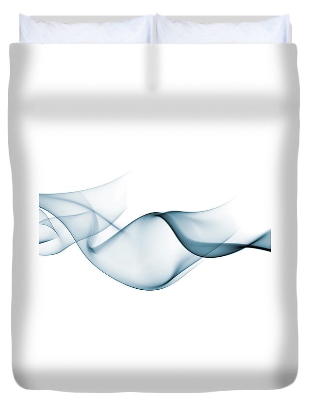 Curve Duvet Cover featuring the photograph Abstract Dark Translucent Smoke Wave by Raddanovic