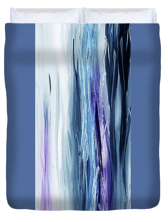 Waterfall Duvet Cover featuring the painting Abstract Flowing Waterfall Lines III by Irina Sztukowski