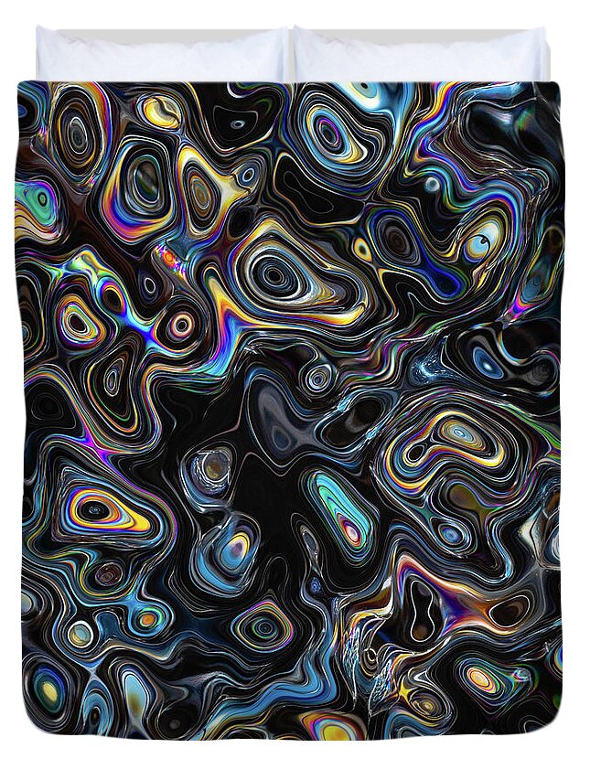 Psychedelic Duvet Cover featuring the digital art Abstract Psychedelic Pattern by Phil Perkins