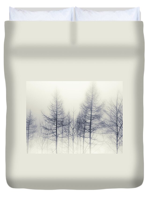 Tranquility Duvet Cover featuring the photograph Abstract Trees In Winter by Inhiu All Rights Reserved