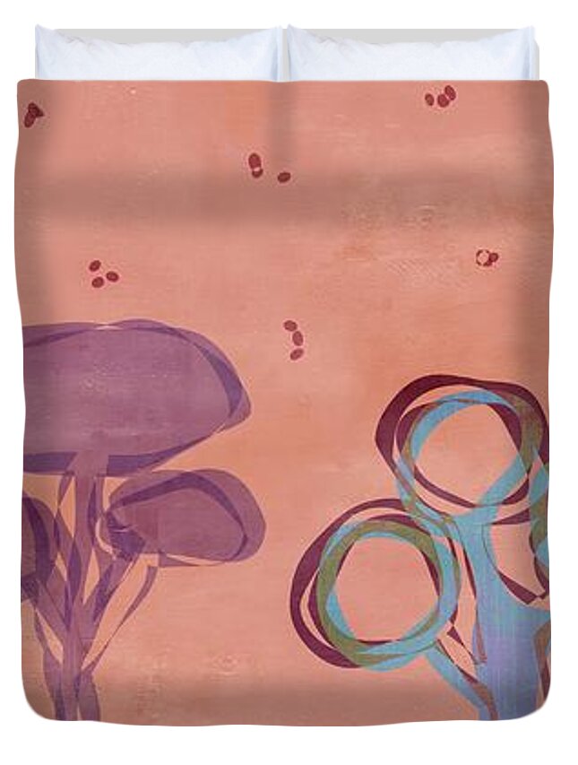 Trees Duvet Cover featuring the digital art Abstract Trees - s02v2t08v2b by Variance Collections