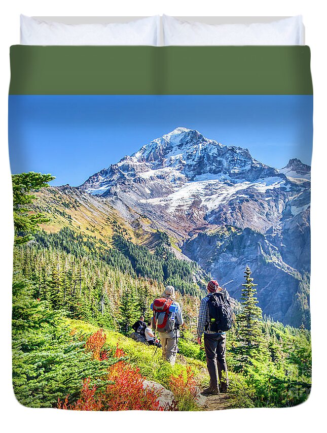 Mt Hood Duvet Cover featuring the photograph Admiring the View of Mt. Hood by Bruce Block