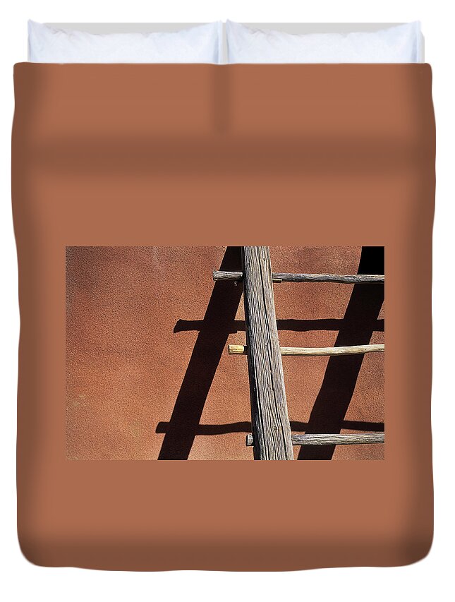 Steps Duvet Cover featuring the photograph Adobe Wooden Ladder by Akajeff