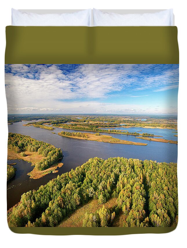 Disk0969 Duvet Cover featuring the photograph Aerial Of Pripyat River, Ukraine by James Christensen
