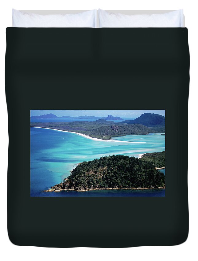 Dramatic Landscape Duvet Cover featuring the photograph Aerial Of Whitsunday Island, Whitsunday by Holger Leue