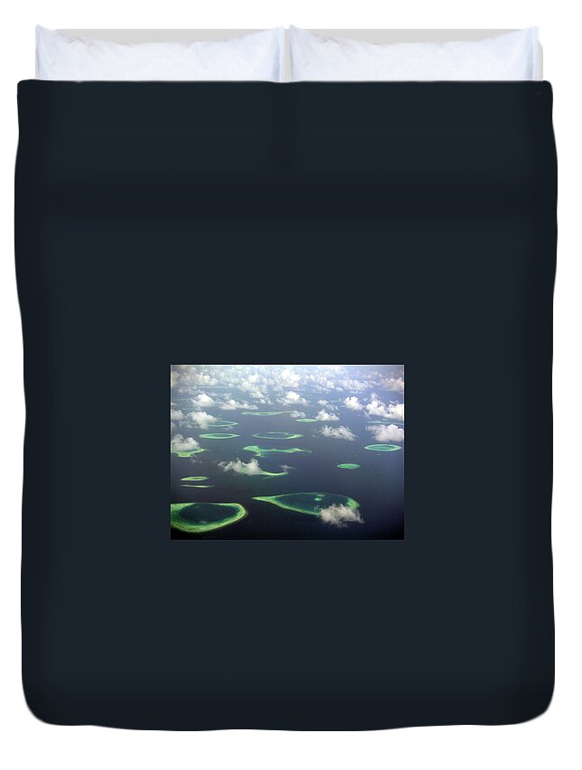 Tranquility Duvet Cover featuring the photograph Aerial Photo Of The Maldives by Photo By Roman Sandoz
