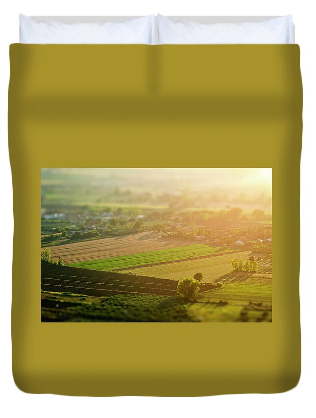 Scenics Duvet Cover featuring the photograph Aerial View Of Country Landscape by Kaisersosa67