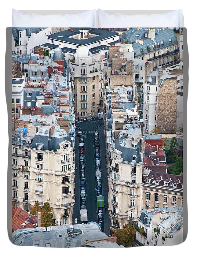 Residential District Duvet Cover featuring the photograph Aerial View Of Paris Neighbourhood by Kokoroimages.com