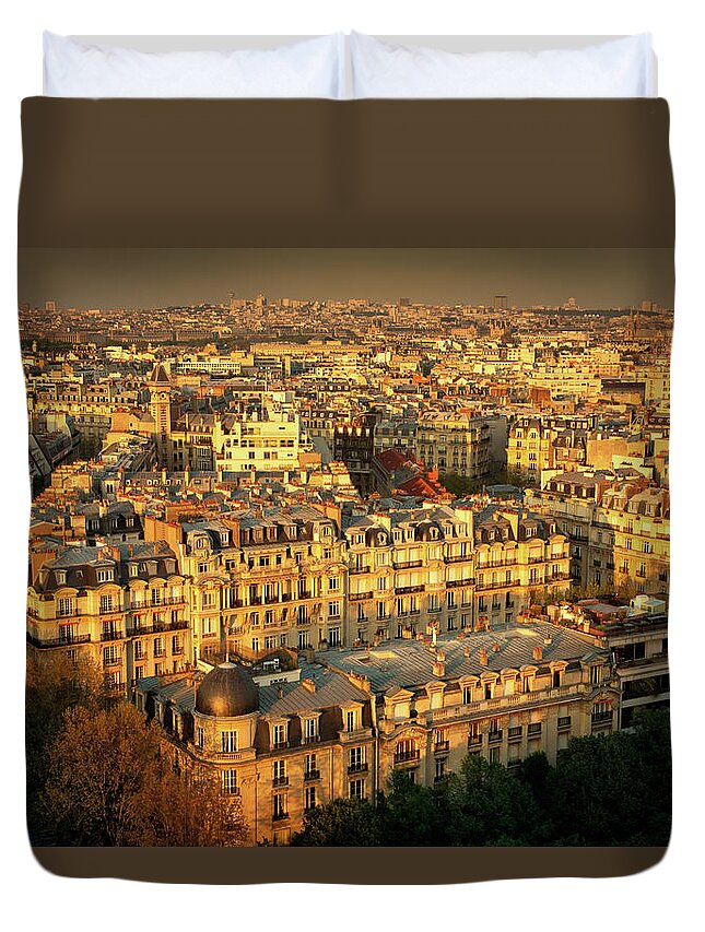 Scenics Duvet Cover featuring the photograph Aerial View Of Paris by Nikada