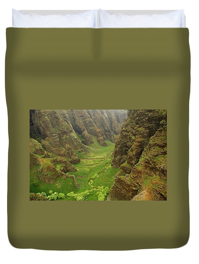 Scenics Duvet Cover featuring the photograph Aerial View Of Valley On Na Pali Coast by Enrique R. Aguirre Aves
