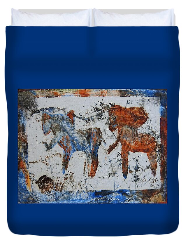 Ethnic Duvet Cover featuring the painting African Safari Elephants by Ilona Petzer