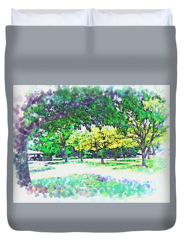 Park Duvet Cover featuring the mixed media Afternoon in the Park by Christopher Reed